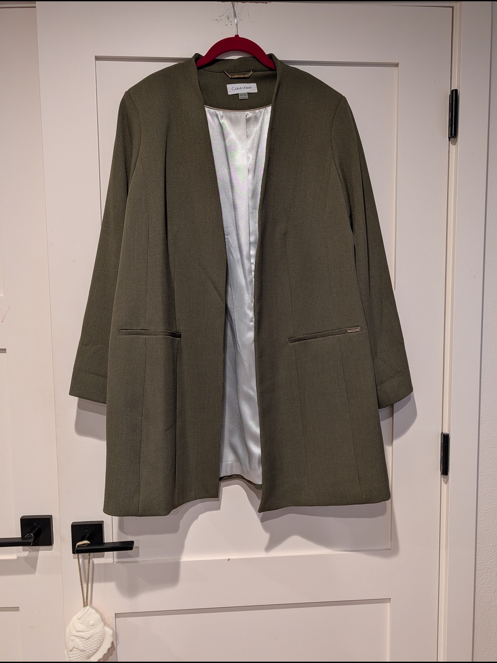 Calvin Klein Olive Open-Front Women's Blazer